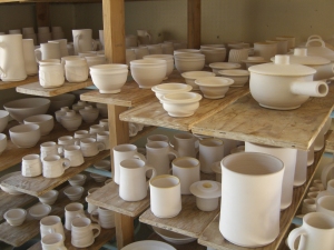 Pots ready for glazing